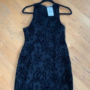Free people black pattern mini dress NWT